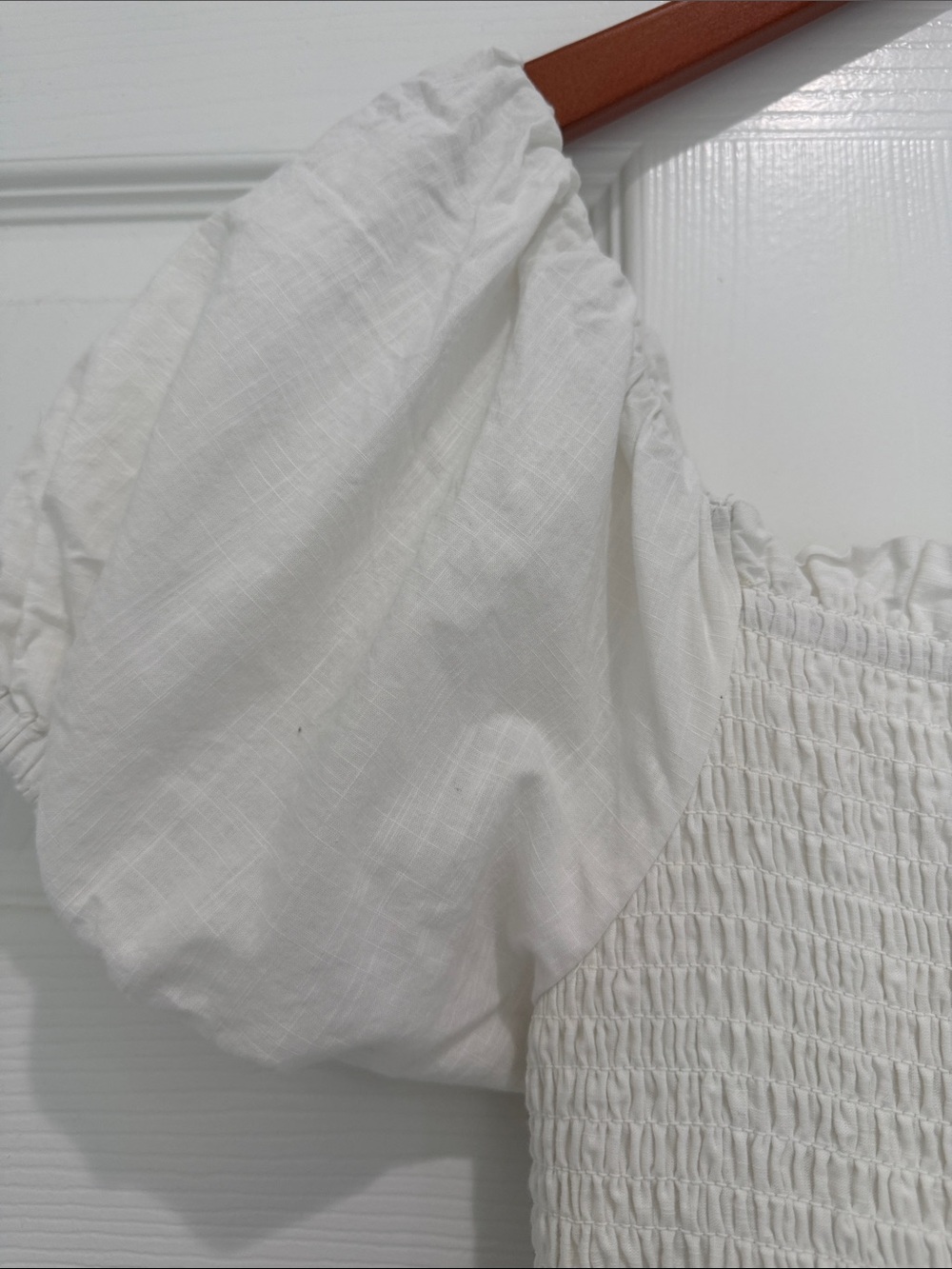 Rachel Zoe Smocked White Cotton Tiered Embroidered Boho Peasant Dress 6 - Picture 8 of 16